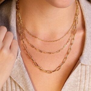 Daniela Swaebe Cassandra Clip Chain Triple Strand Layered Necklace Chain Link